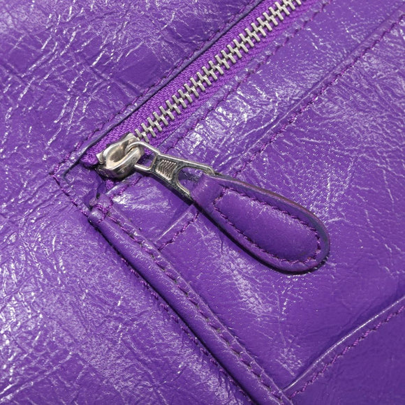 Balenciaga Tote Bag Leather Purple Silver Auth 211231A