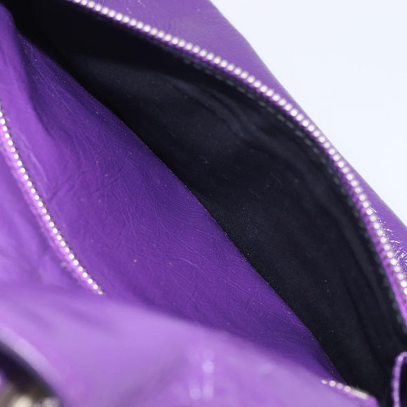 Balenciaga Tote Bag Leather Purple Silver Auth 211231A
