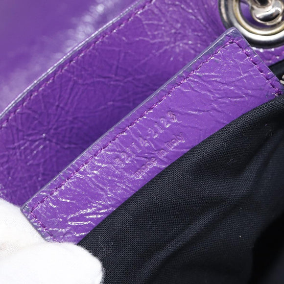 Balenciaga Tote Bag Leather Purple Silver Auth 211231A