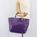 Balenciaga Tote Bag Leather Purple Silver Auth 211231A-28