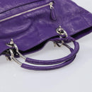 Balenciaga Tote Bag Leather Purple Silver Auth 211231A-7