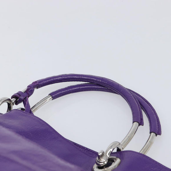 Balenciaga Tote Bag Leather Purple Silver Auth 211231A