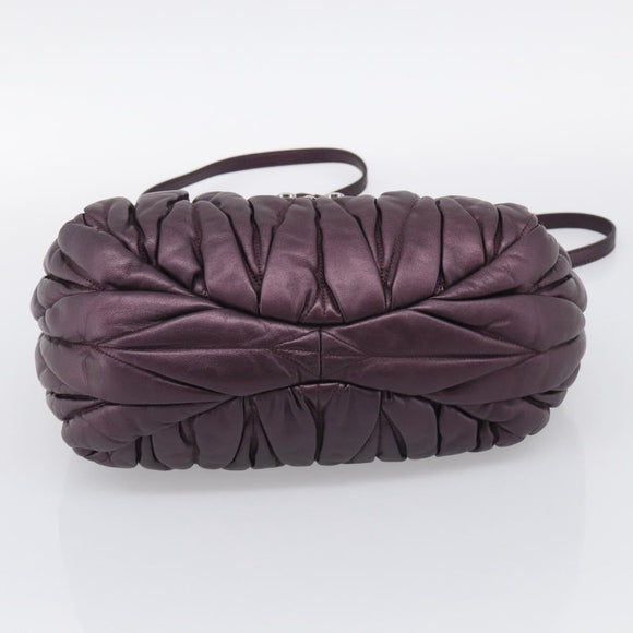 Miu Miu Matelasse Hand Bag Vitellolux 2way Purple Silver Auth 211232V