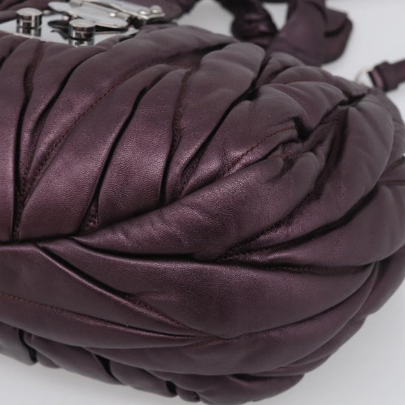 Miu Miu Matelasse Hand Bag Vitellolux 2way Purple Silver Auth 211232V