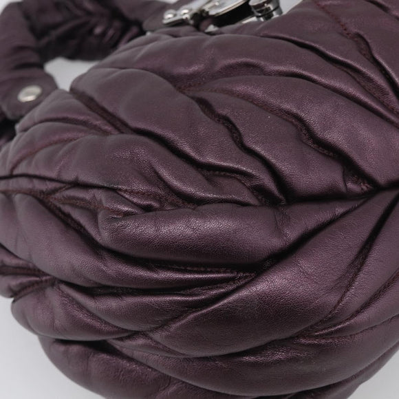 Miu Miu Matelasse Hand Bag Vitellolux 2way Purple Silver Auth 211232V