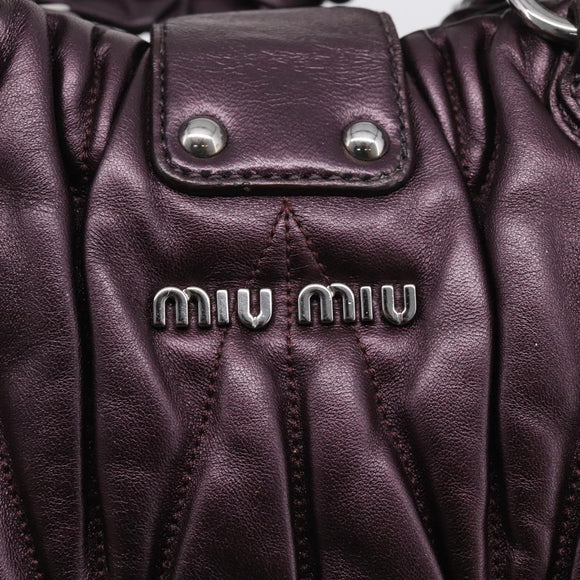 Miu Miu Matelasse Hand Bag Vitellolux 2way Purple Silver Auth 211232V