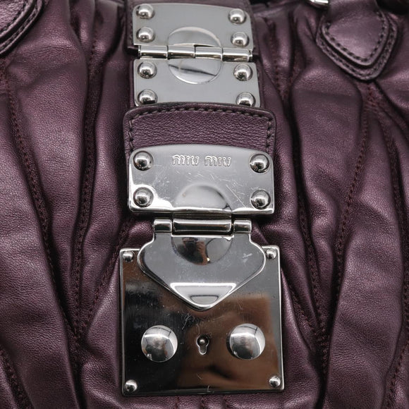 Miu Miu Matelasse Hand Bag Vitellolux 2way Purple Silver Auth 211232V