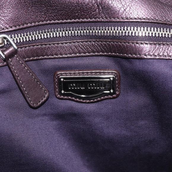 Miu Miu Matelasse Hand Bag Vitellolux 2way Purple Silver Auth 211232V