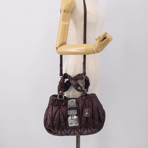 Miu Miu Matelasse Hand Bag Vitellolux 2way Purple Silver Auth 211232V