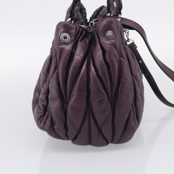 Miu Miu Matelasse Hand Bag Vitellolux 2way Purple Silver Auth 211232V
