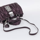 Miu Miu Matelasse Hand Bag Vitellolux 2way Purple Silver Auth 211232V-9