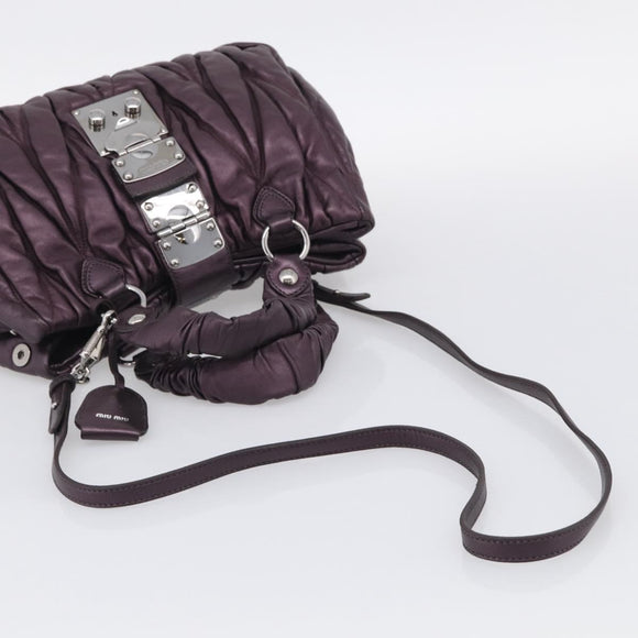 Miu Miu Matelasse Hand Bag Vitellolux 2way Purple Silver Auth 211232V