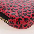 Christian Dior Phone Holder Chain Shoulder Bag Leather Red Gold Auth 211249V-14