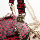 Christian Dior Phone Holder Chain Shoulder Bag Leather Red Gold Auth 211249V-16