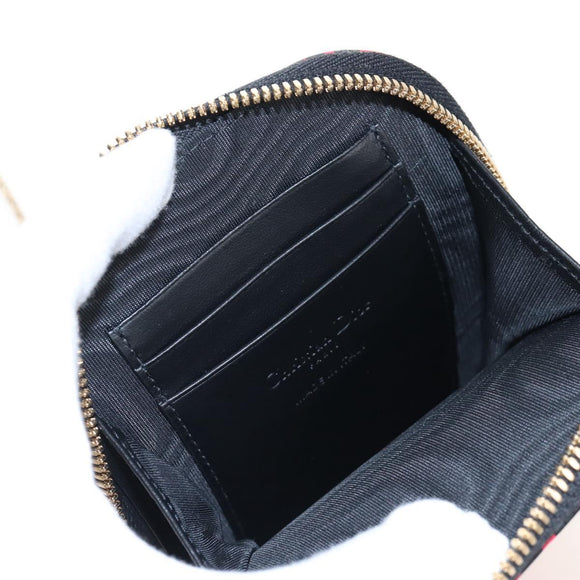 Christian Dior Phone Holder Chain Shoulder Bag Leather Red Gold Auth 211249V