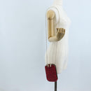 Christian Dior Phone Holder Chain Shoulder Bag Leather Red Gold Auth 211249V-26