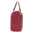 Christian Dior Phone Holder Chain Shoulder Bag Leather Red Gold Auth 211249V-3