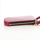 Christian Dior Phone Holder Chain Shoulder Bag Leather Red Gold Auth 211249V-5