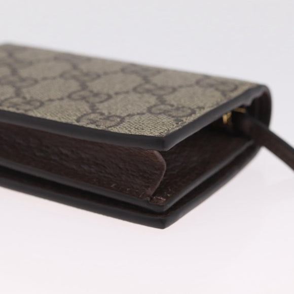 GUCCI GG Supreme Compact Bifold Wallet PVC BNF Beige Yellow 701009 Auth 211252M
