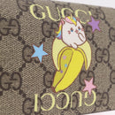 GUCCI GG Supreme Compact Bifold Wallet PVC BNF Beige Yellow 701009 Auth 211252M-12