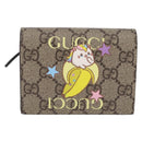 GUCCI GG Supreme Compact Bifold Wallet PVC BNF Beige Yellow 701009 Auth 211252M-2