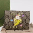 GUCCI GG Supreme Compact Bifold Wallet PVC BNF Beige Yellow 701009 Auth 211252M-22