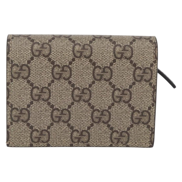 GUCCI GG Supreme Compact Bifold Wallet PVC BNF Beige Yellow 701009 Auth 211252M