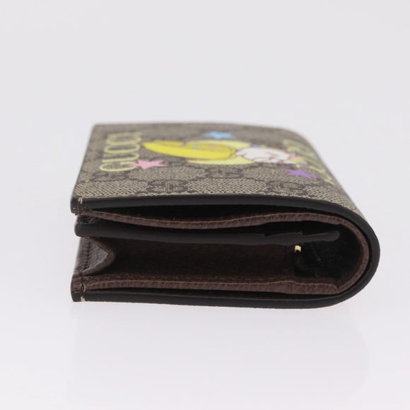 GUCCI GG Supreme Compact Bifold Wallet PVC BNF Beige Yellow 701009 Auth 211252M
