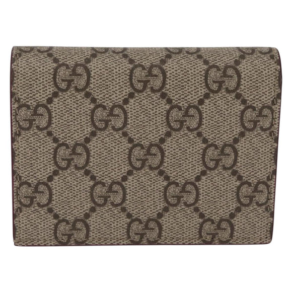 GUCCI GG Supreme Wallet PVC Beige Gold 855384 Auth 211255M