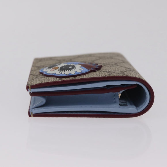 GUCCI GG Supreme Wallet PVC Beige Gold 855384 Auth 211255M