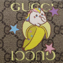 GUCCI GG Supreme Compact Bifold Wallet PVC BNF Beige Yellow 701009 Auth 211258M-12