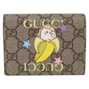 GUCCI GG Supreme Compact Bifold Wallet PVC BNF Beige Yellow 701009 Auth 211258M-2
