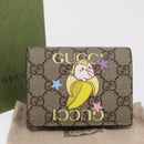GUCCI GG Supreme Compact Bifold Wallet PVC BNF Beige Yellow 701009 Auth 211258M-22