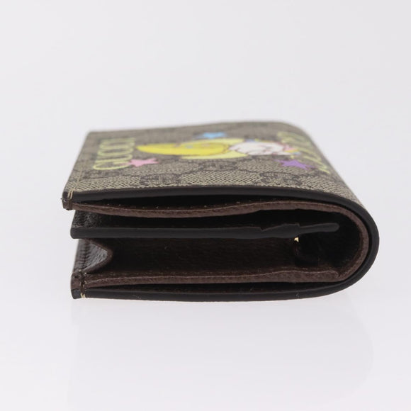 GUCCI GG Supreme Compact Bifold Wallet PVC BNF Beige Yellow 701009 Auth 211258M