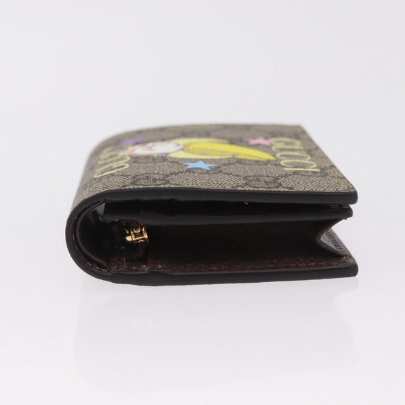 GUCCI GG Supreme Compact Bifold Wallet PVC BNF Beige Yellow 701009 Auth 211258M