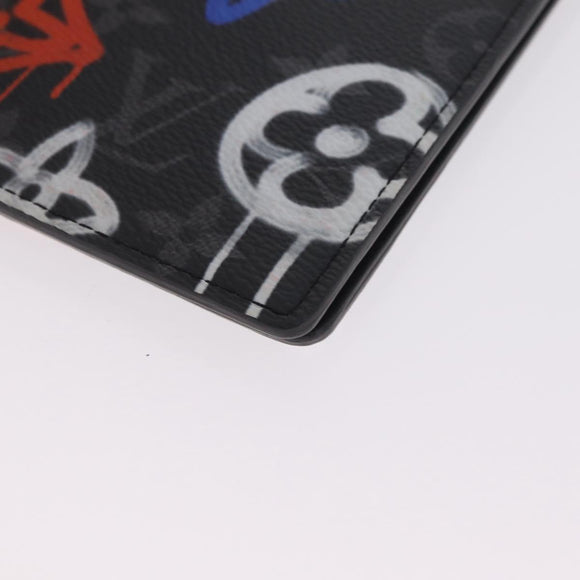 LOUIS VUITTON Monogram Eclipse Quverture Carnet Cover Black GI0845 Auth 211262M