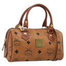 MCM Vicetos Logogram Mini Boston Bag PVC Leather 2way Brown Gold Auth 211277A-1