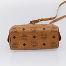 MCM Vicetos Logogram Mini Boston Bag PVC Leather 2way Brown Gold Auth 211277A-11