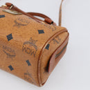 MCM Vicetos Logogram Mini Boston Bag PVC Leather 2way Brown Gold Auth 211277A-12