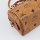 MCM Vicetos Logogram Mini Boston Bag PVC Leather 2way Brown Gold Auth 211277A-13