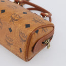 MCM Vicetos Logogram Mini Boston Bag PVC Leather 2way Brown Gold Auth 211277A-14