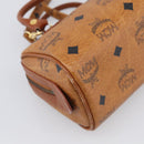 MCM Vicetos Logogram Mini Boston Bag PVC Leather 2way Brown Gold Auth 211277A-15
