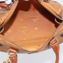 MCM Vicetos Logogram Mini Boston Bag PVC Leather 2way Brown Gold Auth 211277A-18