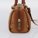 MCM Vicetos Logogram Mini Boston Bag PVC Leather 2way Brown Gold Auth 211277A-4