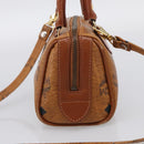 MCM Vicetos Logogram Mini Boston Bag PVC Leather 2way Brown Gold Auth 211277A-5