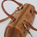 MCM Vicetos Logogram Mini Boston Bag PVC Leather 2way Brown Gold Auth 211277A-6