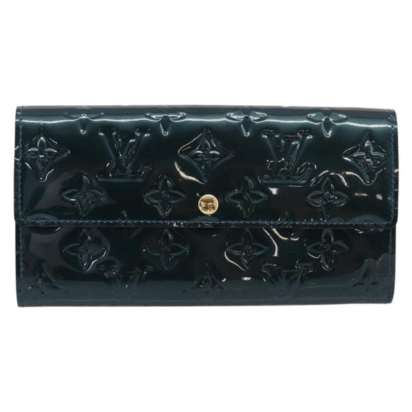 LOUIS VUITTON Vernis Portefeiulle Sarah Wallet Bluenuit M93667 LV Auth 211280A