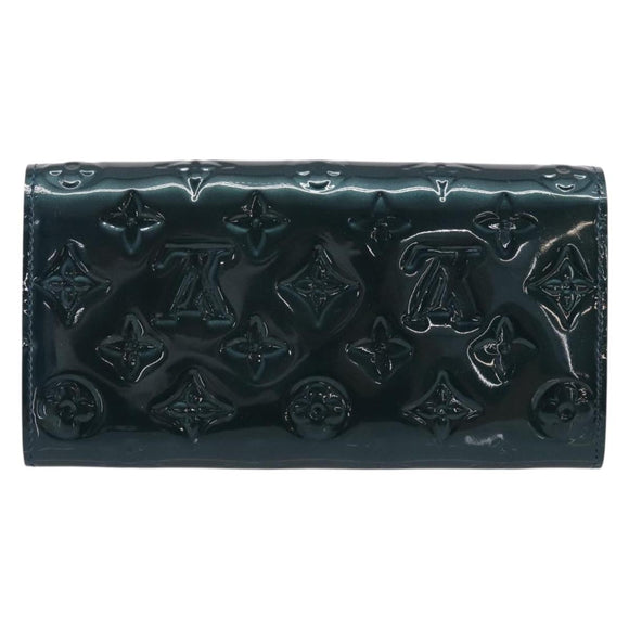 LOUIS VUITTON Vernis Portefeiulle Sarah Wallet Bluenuit M93667 LV Auth 211280A