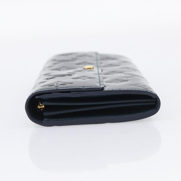 LOUIS VUITTON Vernis Portefeiulle Sarah Wallet Bluenuit M93667 LV Auth 211280A