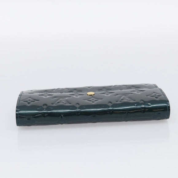 LOUIS VUITTON Vernis Portefeiulle Sarah Wallet Bluenuit M93667 LV Auth 211280A